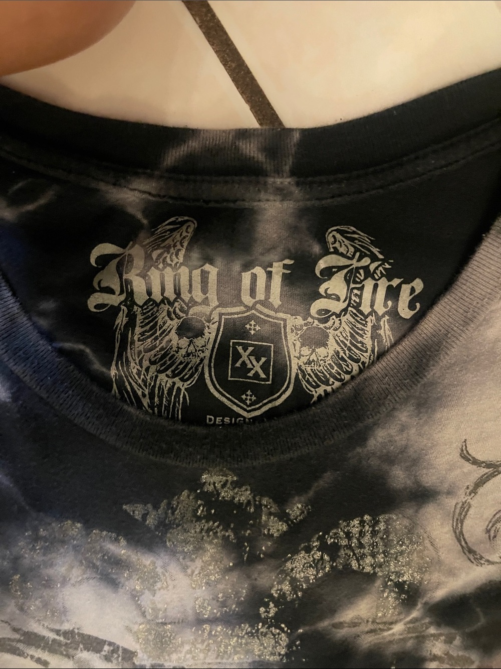 Ring of Fire Black and Gray Tie-Dye Graphic Tee - Picture 2 of 5